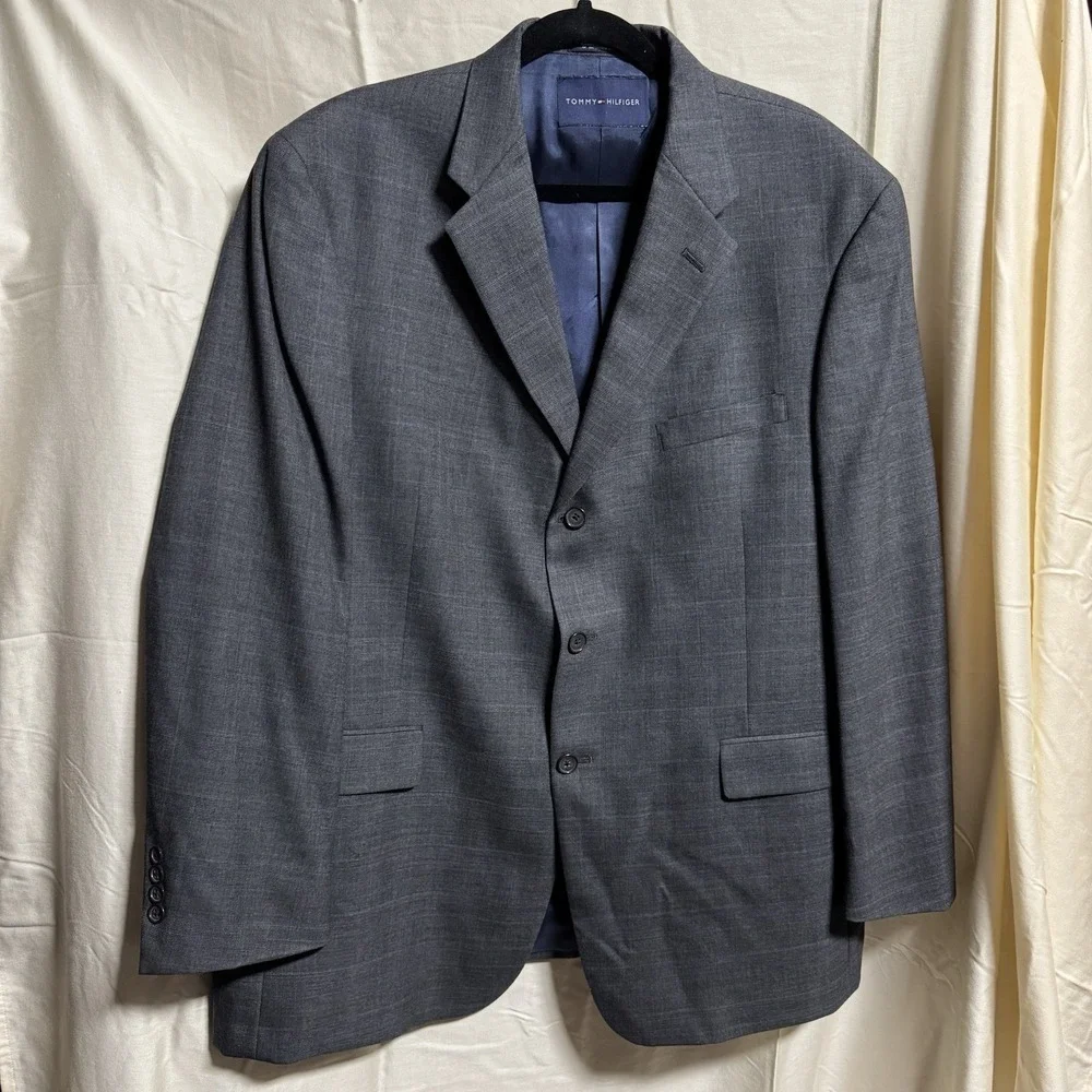 Tommy Hilfiger Suit Coat Blazer Jacket Men 42R Charcoal